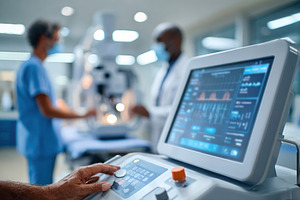 Diagnostic machine actively scanning patient in a modern healthcare facility du, a Photo by AlyaAnd
