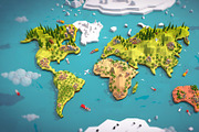 Cartoon Low Poly Earth World Map, a Plants & Tree 3D Model by Anton Moek (Thumbnail 1 of 5)