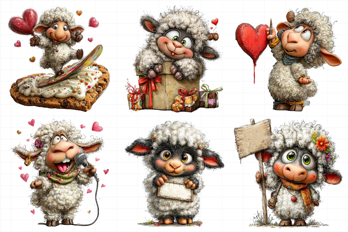 Funny Valentine Sheep Clipart, an Illustration by Daily.Designs (Photo 4 of 7)