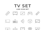 Set line icons of TV set, an Outline Icon by motorama (Thumbnail 1 of 2)