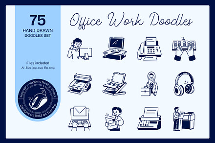 Office Work Drawing Art Set, a Solid Icon by Vectors Market
