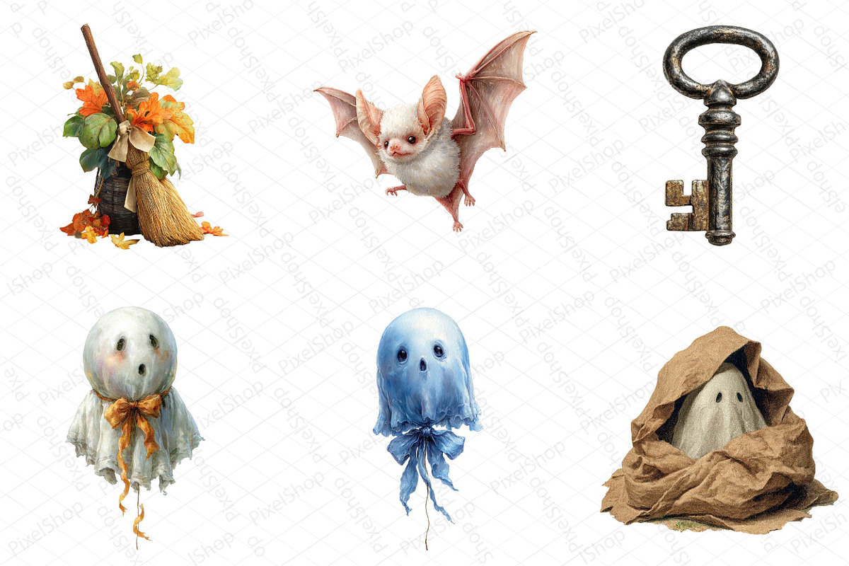 Watercolor Neutral Halloween Clipart, an Illustration by DreamPrint404 (Photo 3 of 5)