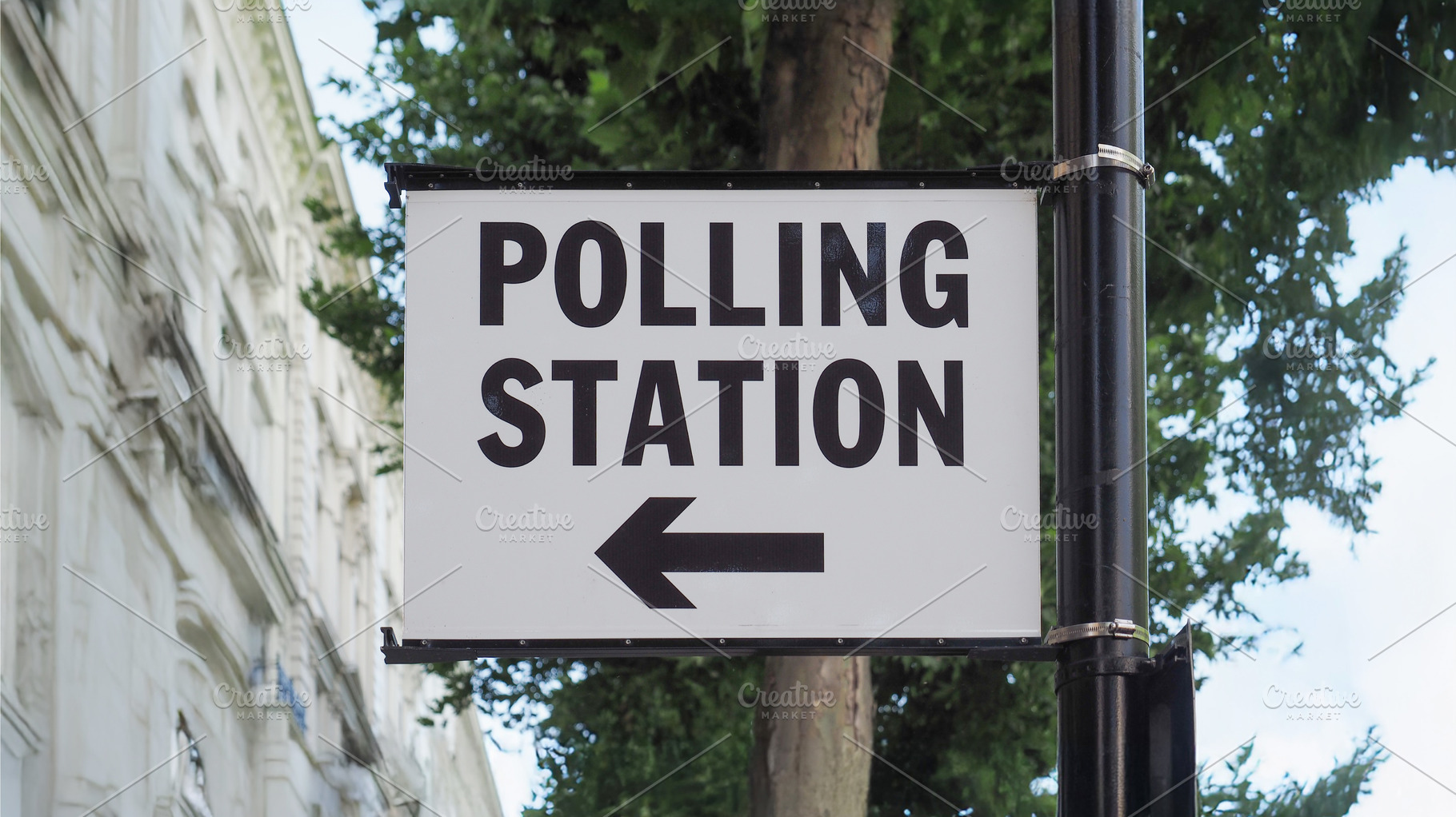 Polling station sign, a Photo by WorldOfPhotos