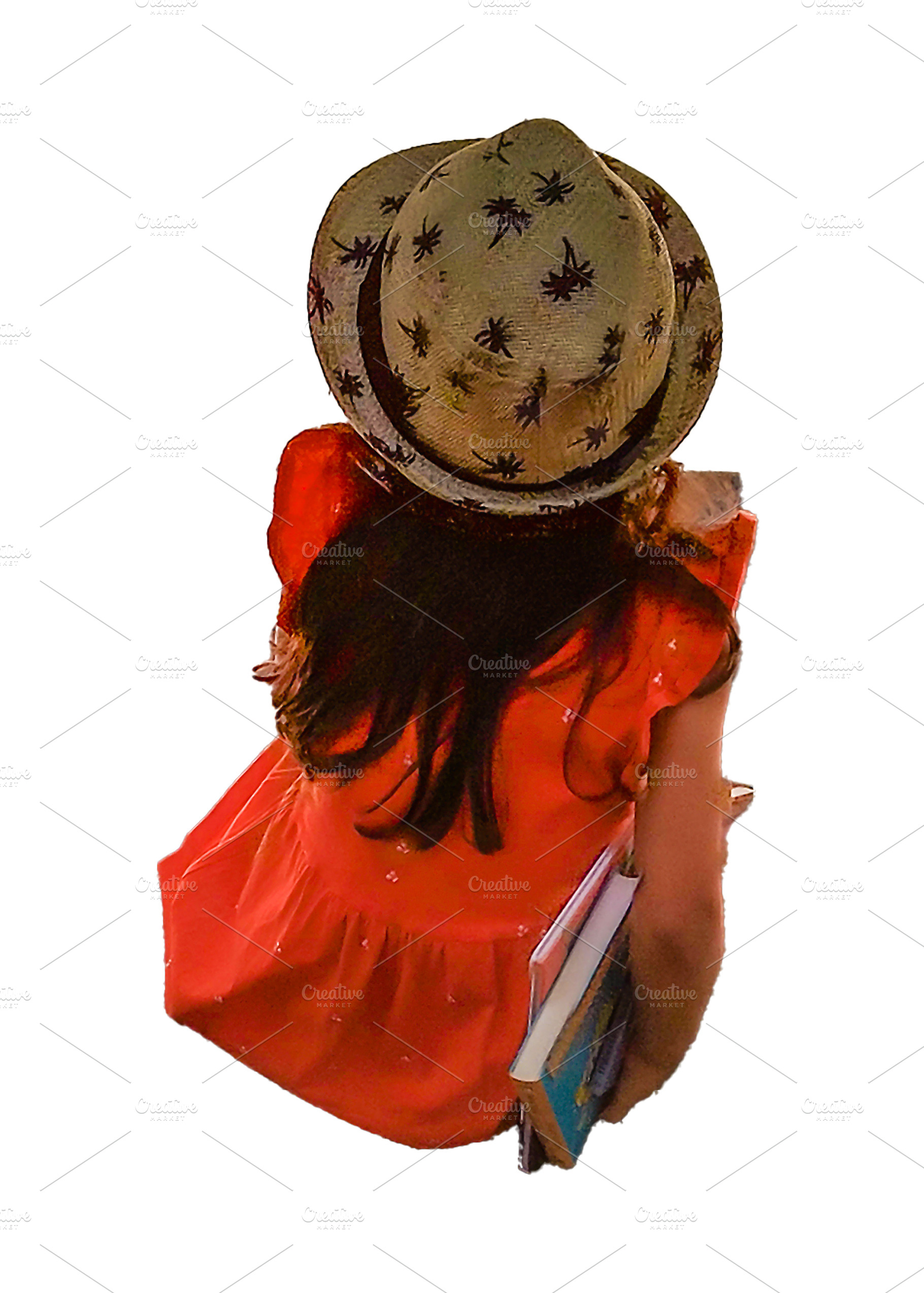 Isolated image of woman sitting and holding books, a Photo by DanFLCreativo