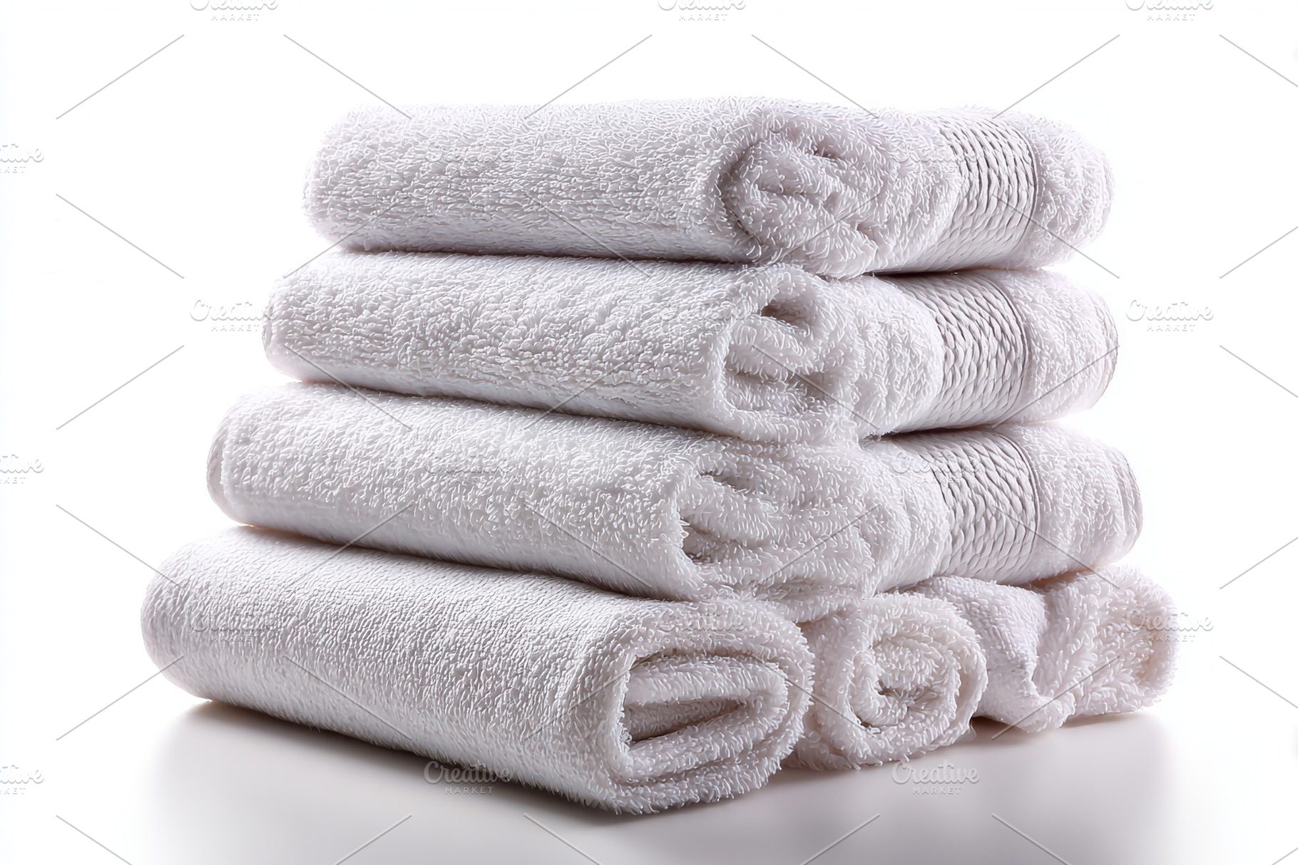 Stack of fluffy white towels fresh a, a Background Photo by Pixeness Studio