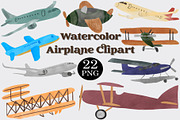 Watercolor Airplane Clipart Set, a Transportation Illustration by CropUp Creative (Thumbnail 1 of 4)
