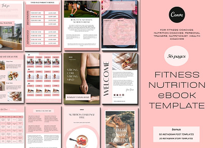 Fitness ebook Template Canva, a Magazine Template by Deepa Template Studio