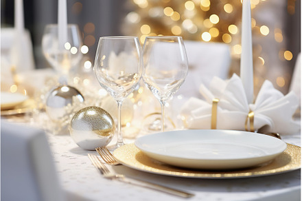 Christmas dinner table setting with, a Holiday Photo by Lermont51
