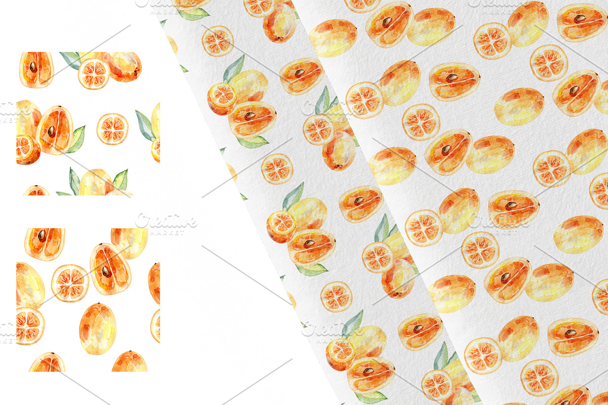 Watercolor tropical fruits., an Illustration by TaPilipa (Photo 20 of 39)