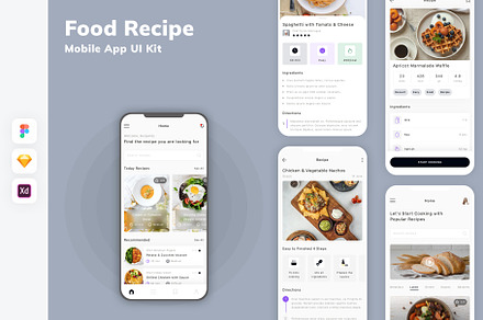 Food Recipe Mobile App UI Kit, an UI Kit Template by uicube