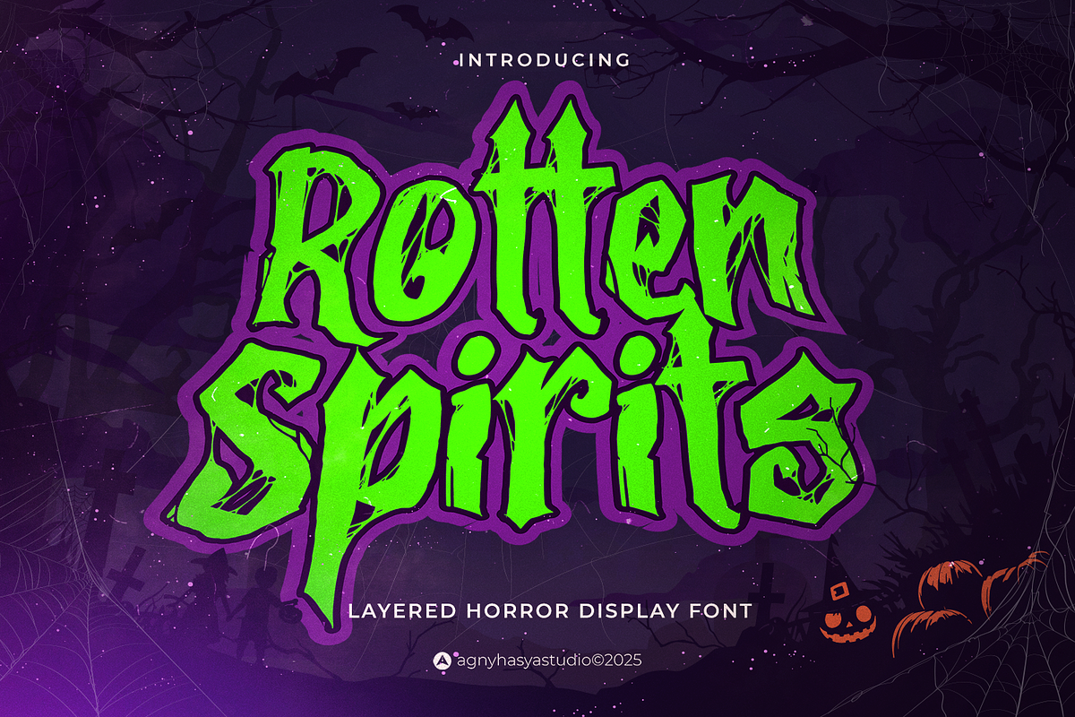 Rotten Spirits - Layered Horror Font, a Handwritten Font by agnyhasyastudio (Photo 1 of 15)