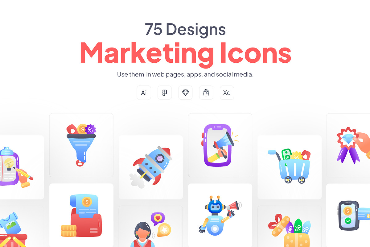 Marketing icons, a Duotone Icon by Prosymbols (Photo 1 of 10)