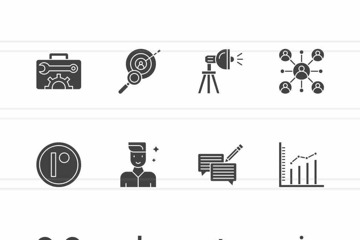 25 Creator Economy Glyph Icons, an Icon by IconBunny (Photo 2 of 2)