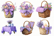 Spring Purple Gingham Clipart Bundle, an Illustration by Designworld (Thumbnail 6 of 7)