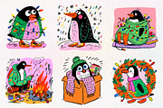 Hand-Drawn Christmas Penguin Clipart, an Illustration by Dream Creation (Thumbnail 5 of 7)