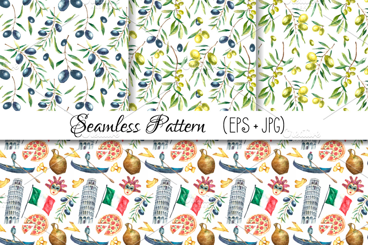 Watercolor set of Italy, a Food Illustration by Vikeriya (Photo 5 of 6)