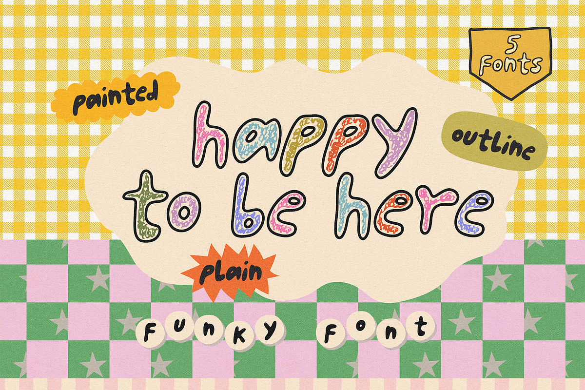 HAPPY TO BE HERE | FUNKY CHUBBY FONT, a Handwritten Font by Maria Feliz Fonts (Photo 2 of 11)