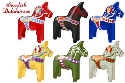A collection of Swedish Dala-horses