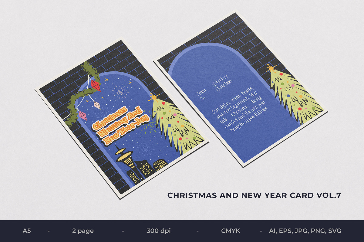 Christmas And New Year Card Vol.7, an Invitation Template by Bewalrus Studio (Photo 1 of 4)