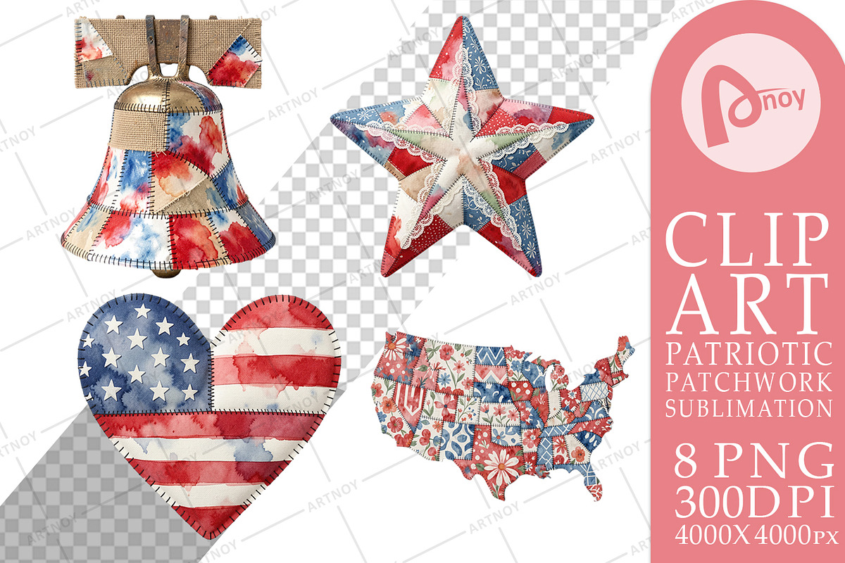 Patriotic Patchwork Sublimation, a Seasonal Illustration by Artnoy (Photo 16 of 18)