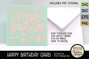 Floral Birthday Card SVG Cut Files