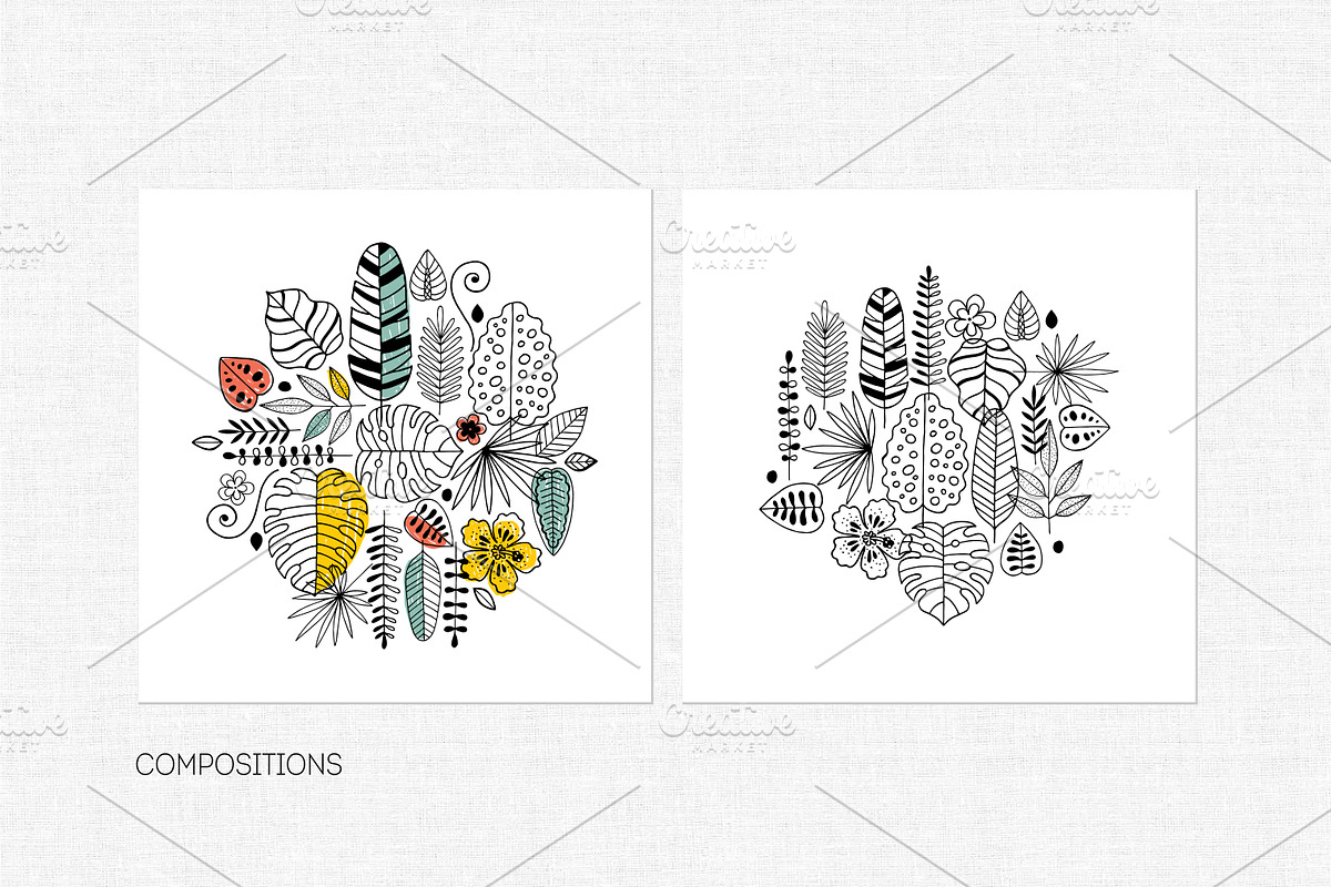 Tropical leaves, a Decorative Illustration by adehoidar (Photo 4 of 5)