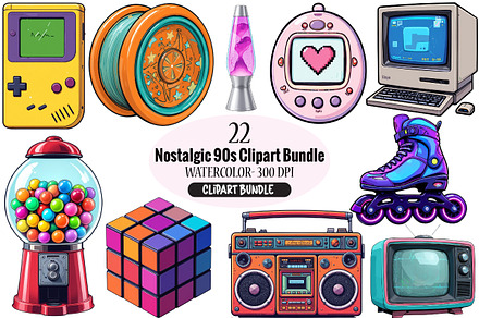 Nostalgic 90s Clipart, an Illustration by Pixels.Craft