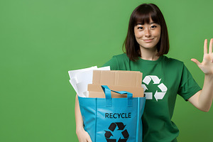 Woman Holding Recycling Bag, a Business Photo by Stock Shape