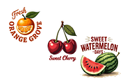 Retro Summer Fruits PNG Bundle, a Food Illustration by FloridPrintables (Thumbnail 6 of 8)