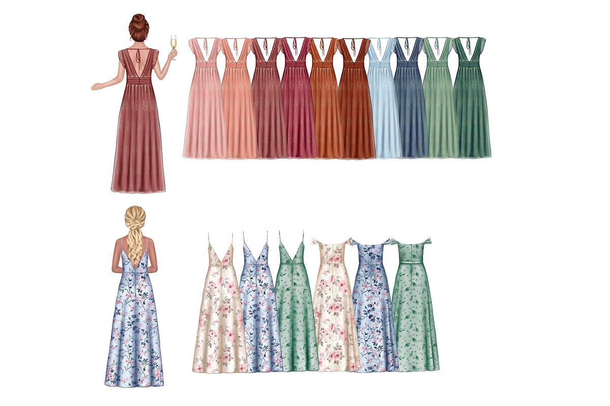 Bridesmaid Clipart Set., a Person Illustration by ColorfulPT (Photo 4 of 6)