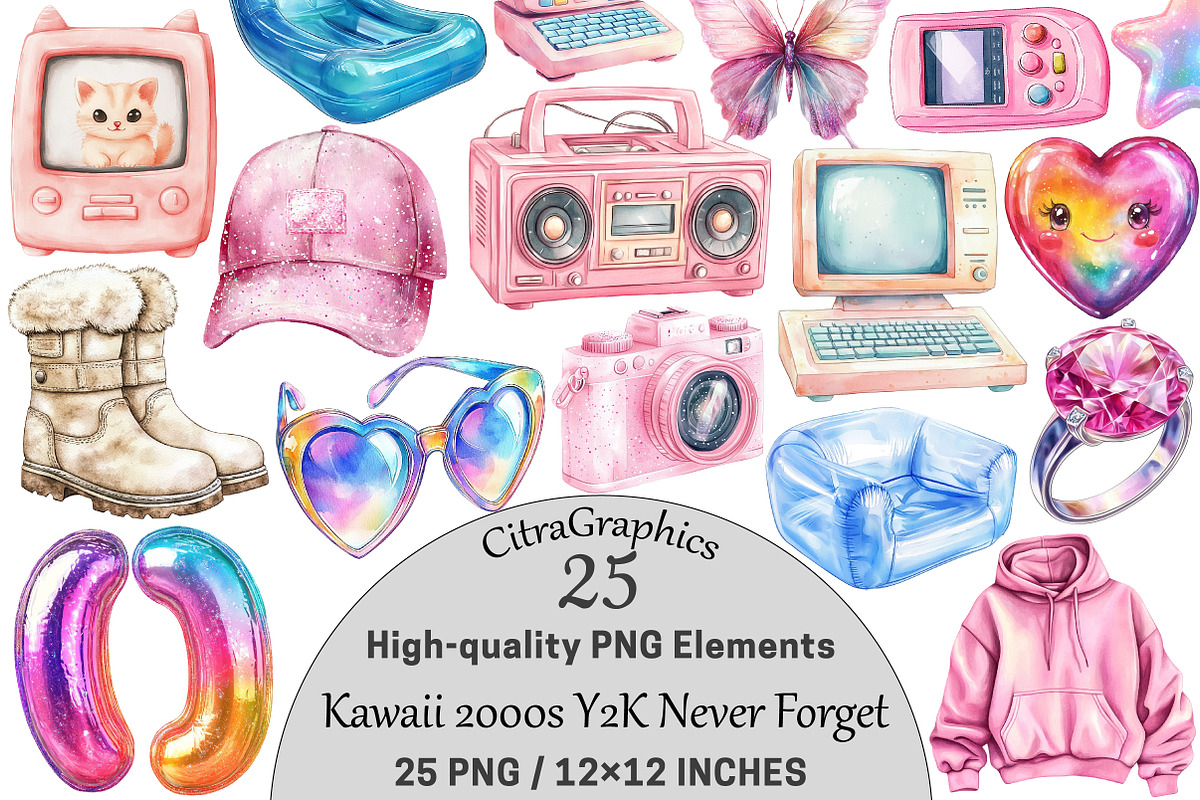 Kawaii 2000s Y2K Never Forget, a Seasonal Illustration by CitraGraphics (Photo 1 of 6)