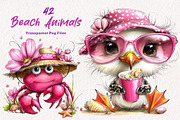Beach Animals Clipart PNG, an Illustration by CreationArt (Thumbnail 1 of 7)