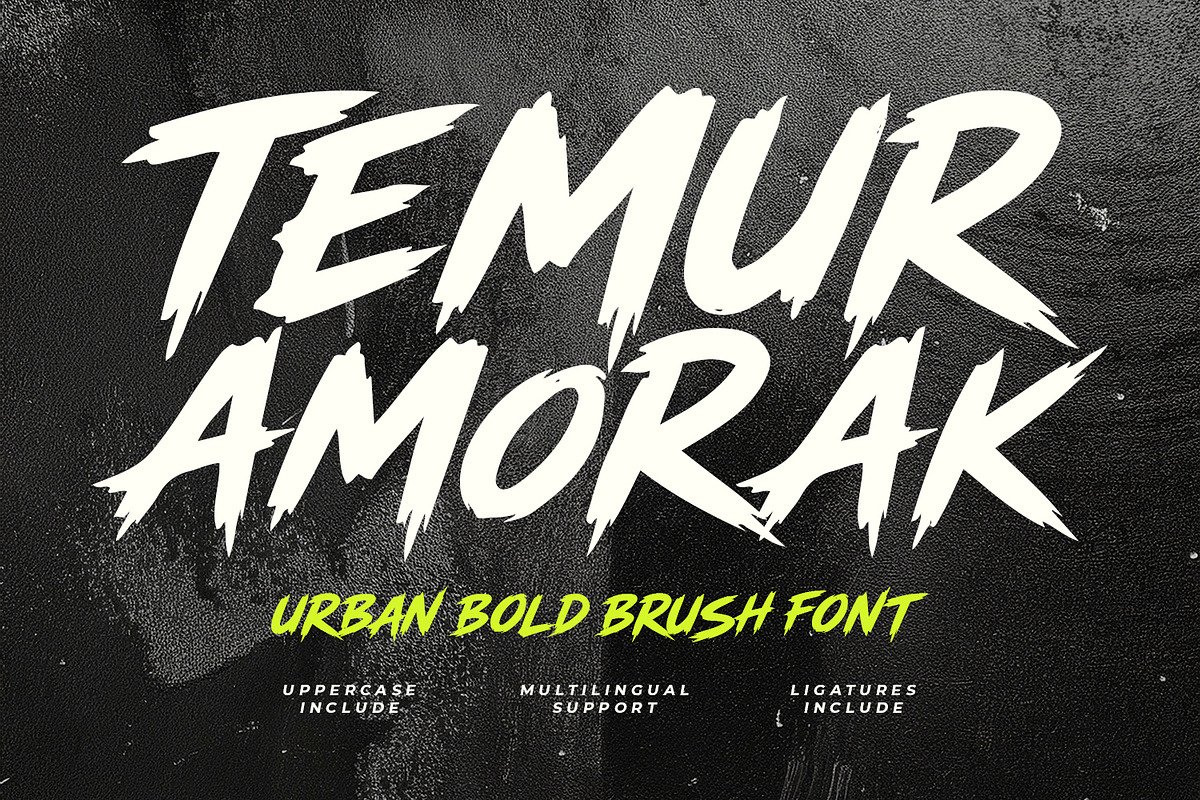 Temur Amorak Urban Bold Brush Font, a Handwritten Font by Maulana Creative (Photo 1 of 7)