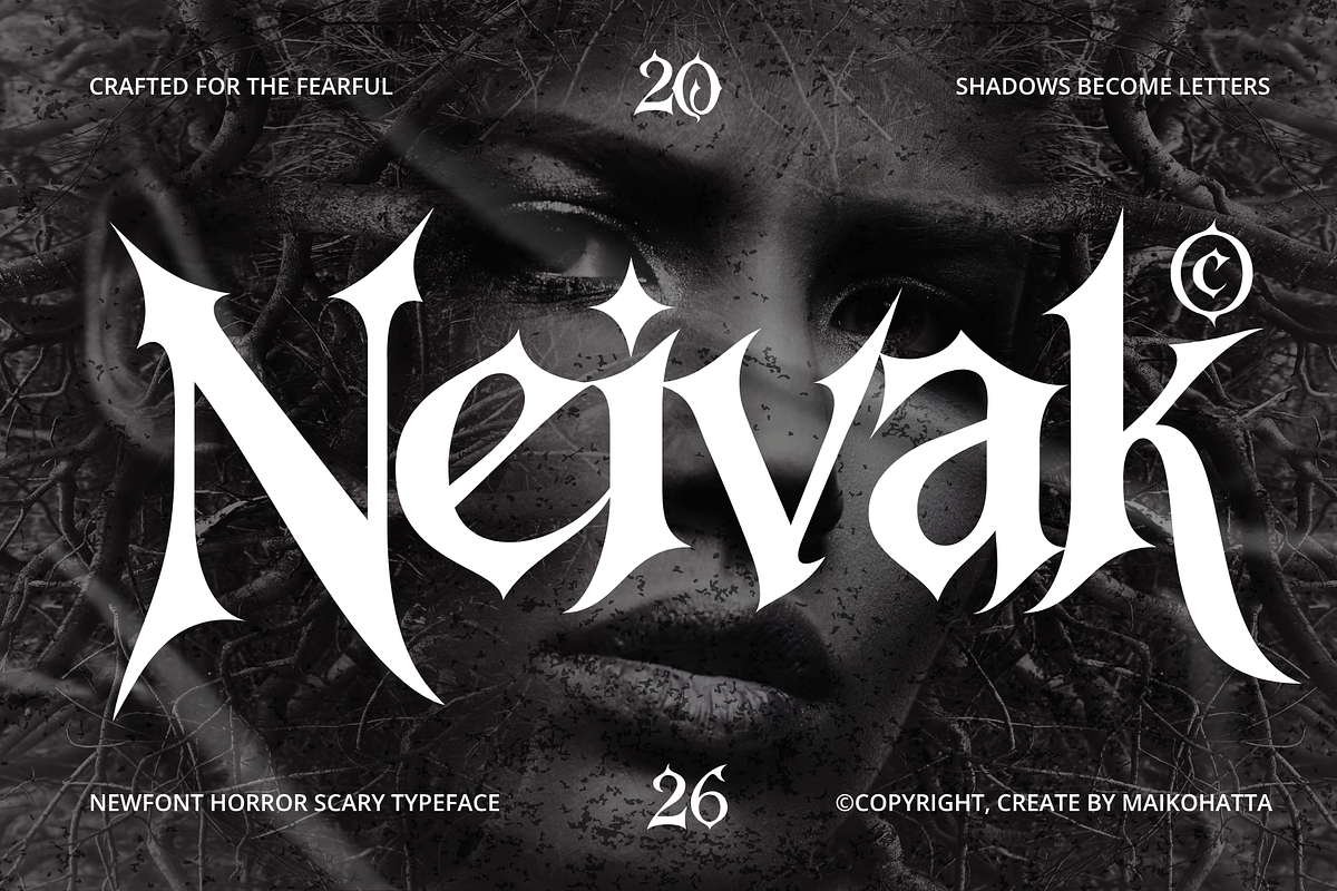 Neivak – Horror Gothic Display Font, a Blackletter Font by MaikoHatta (Photo 1 of 7)