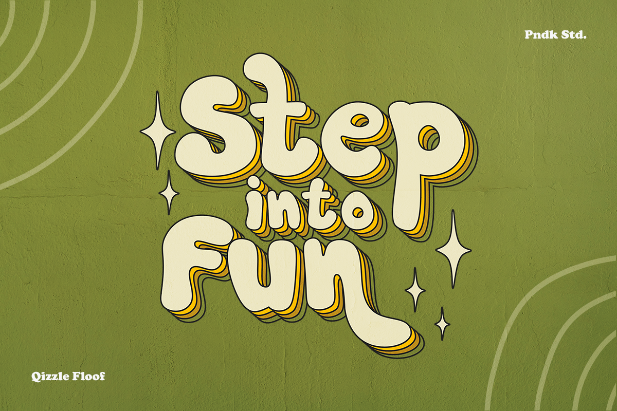 Qizzle Floof - Groovy Bubble Typefac, a Sans Serif Font by Pandeka Studio (Photo 3 of 9)