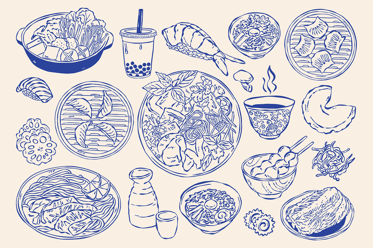 Asian Food Line Art 80 Illustrations, a Food Illustration by DesignThatMatters (Photo 7 of 14)