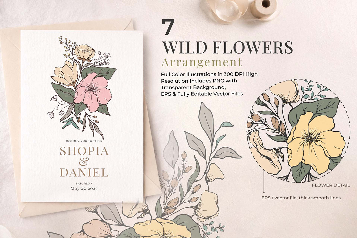 Wild Flowers Botanical Illustration, a Decorative Illustration by Papatongartist (Photo 10 of 14)