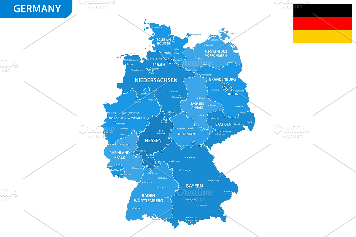 Detailed map of Germany, an Illustration by Vector Shop (Photo 1 of 5)