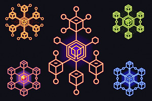 Neon Cybernetic Hexagonal Structures, a Pattern Graphic by ProArt