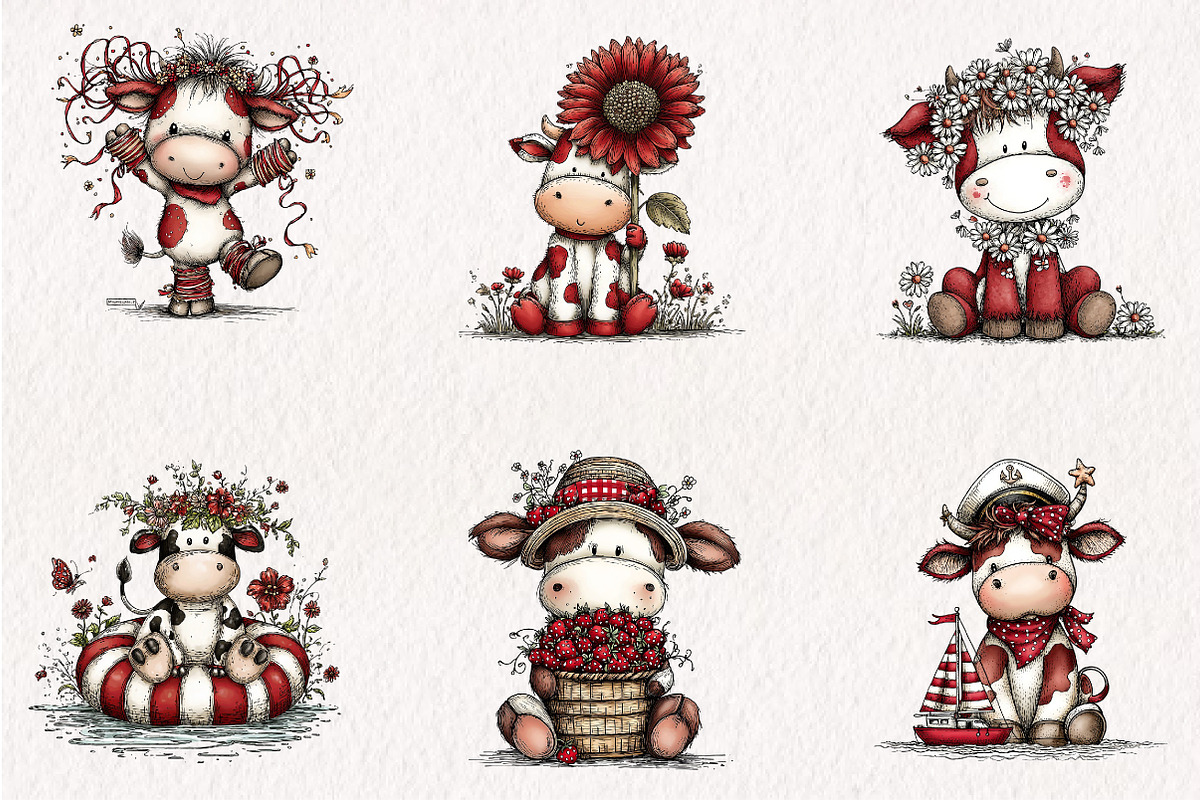 Whimsical Summer Cow Png Clipart, a Seasonal Illustration by CreationArt (Photo 6 of 6)