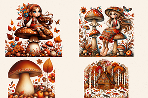 FOLK AUTUMN FAIRY FOREST CLIPART