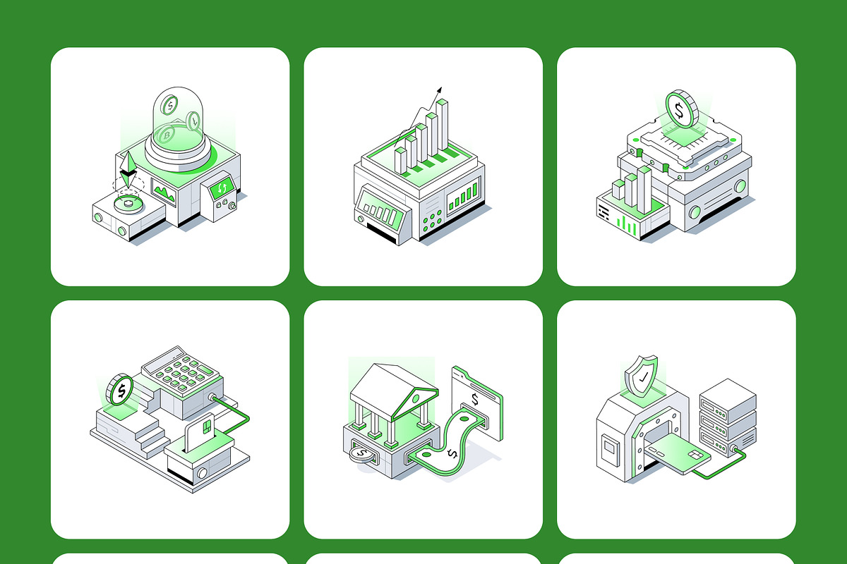 70 Fintech & Blockchain Isometric, a Technology Illustration by Brickclay (Photo 9 of 12)