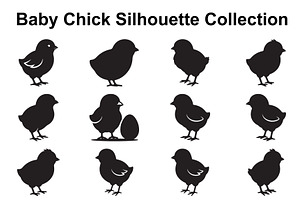 Fluffy Chick Silhouette Set