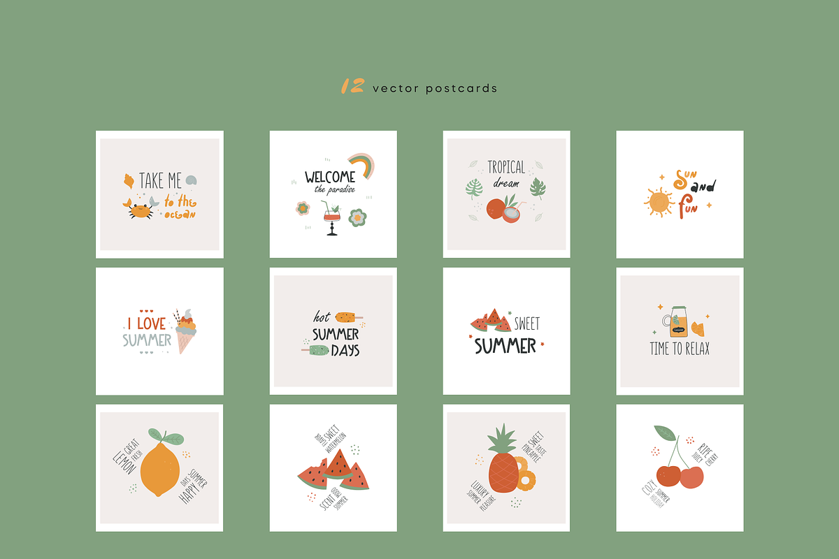 Summer Days | Vector Stickers Pack, a Decorative Illustration by Nutalin Art (Photo 11 of 16)