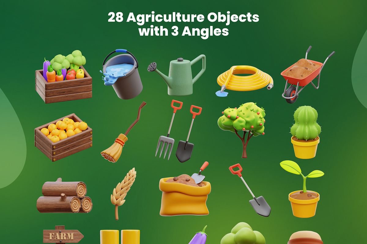 Agriculture 3D Icons, an Object 3D Model by Rakata Studio (Photo 7 of 7)
