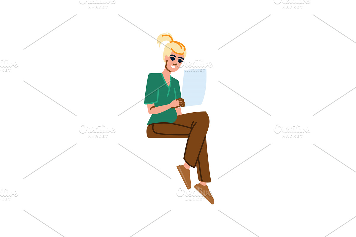 Smiling nurse reading medical record, a Healthcare Illustration by pikepicture