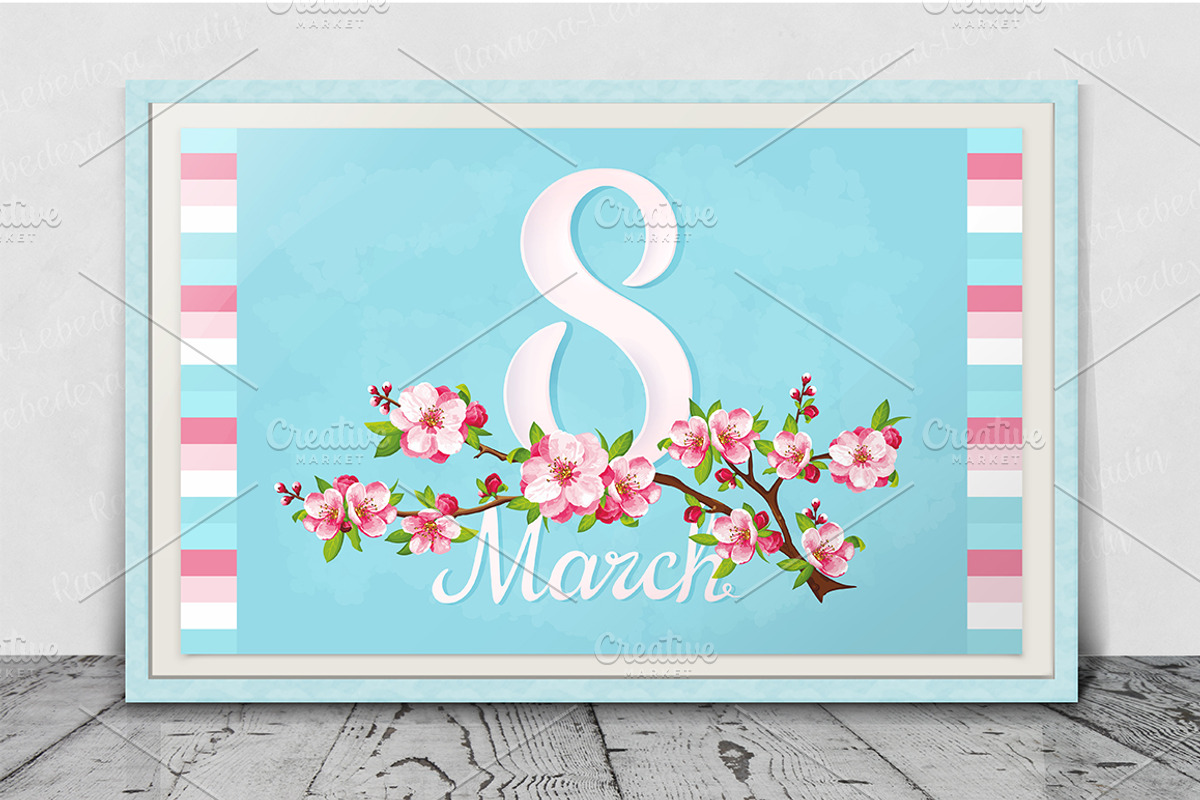 SET / 3 / Sakura Blossom for 8 March, a Decorative Illustration by Nadin_Lebedeva (Photo 6 of 6)