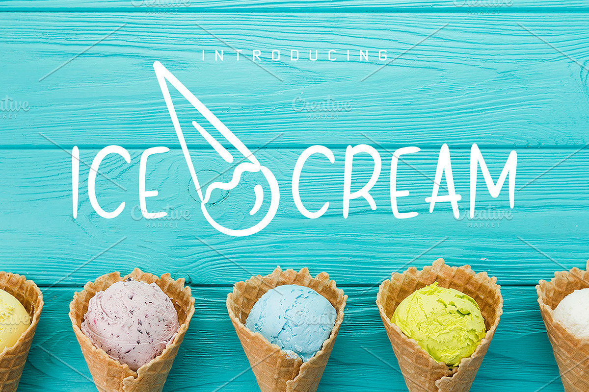 Ice Cream Font and Graphics Pack