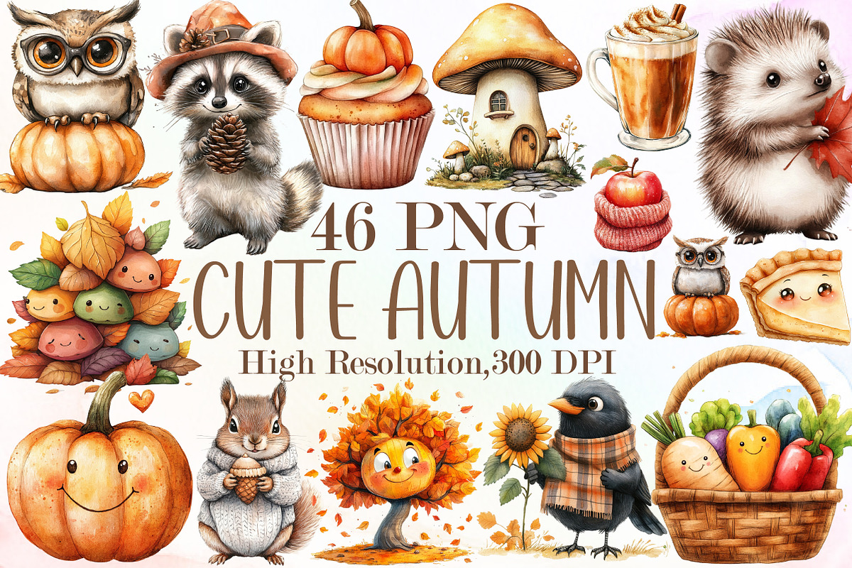 Cute Autumn Clipart, an Illustration by Sublimation Artist (Photo 1 of 6)