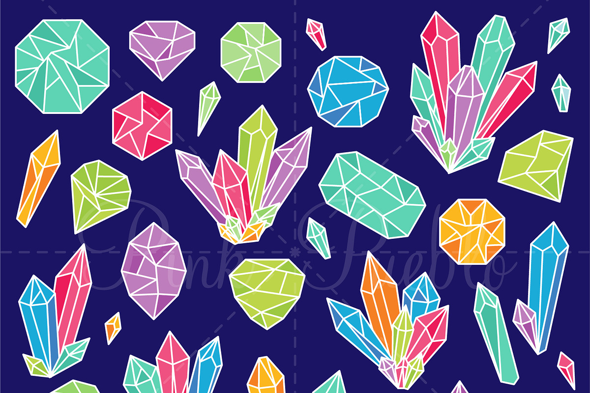 Bright Crystal Clipart and Vectors, an Illustration by PinkPueblo (Photo 2 of 2)